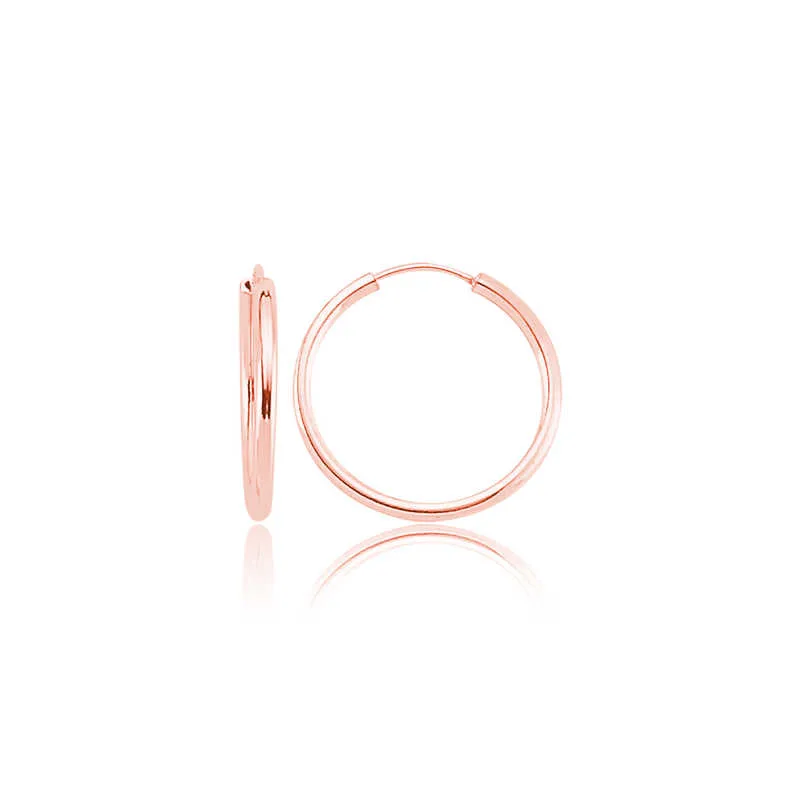 Rose Gold Plated Sterling Silver Hoop Earrings for Women | Classic Minimalist Hoop Earrings - image 2