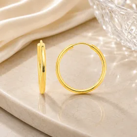 Gold Plated Sterling Silver Hoop Earrings for Women | Classic Minimalist Hoop Earrings thumbnail