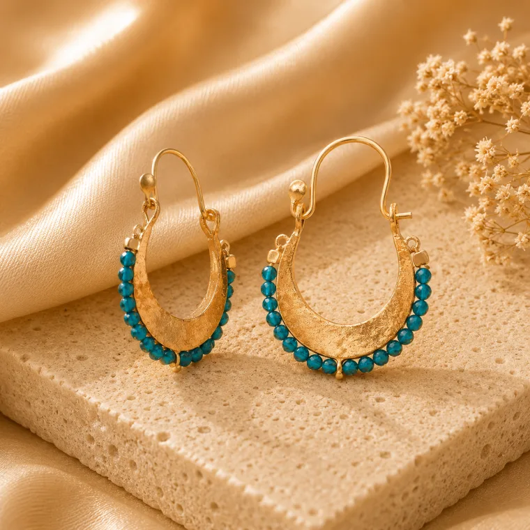 Rose Gold Plated Sterling Silver Turquoise Bohemian Drop Earrings for Women