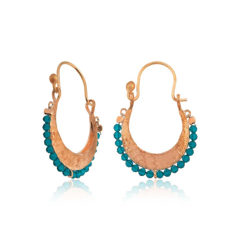 Rose Gold Plated Sterling Silver Turquoise Bohemian Drop Earrings for Women | Vintage Statement Jewelry - image 2