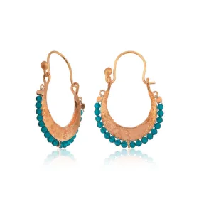 Rose Gold Plated Sterling Silver Turquoise Bohemian Drop Earrings for Women | Vintage Statement Jewelry - image 2 thumbnail
