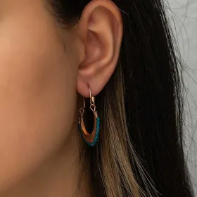 Rose Gold Plated Sterling Silver Turquoise Bohemian Drop Earrings for Women | Vintage Statement Jewelry - image 3 thumbnail