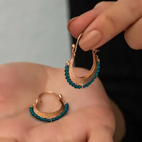 Rose Gold Plated Sterling Silver Turquoise Bohemian Drop Earrings for Women | Vintage Statement Jewelry - image 4 thumbnail
