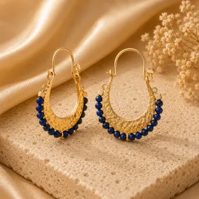 Rose Gold Plated Sterling Silver Bohemian Drop Earrings with Midnight Blue Zircon Stones | Vintage Statement Jewelry thumbnail