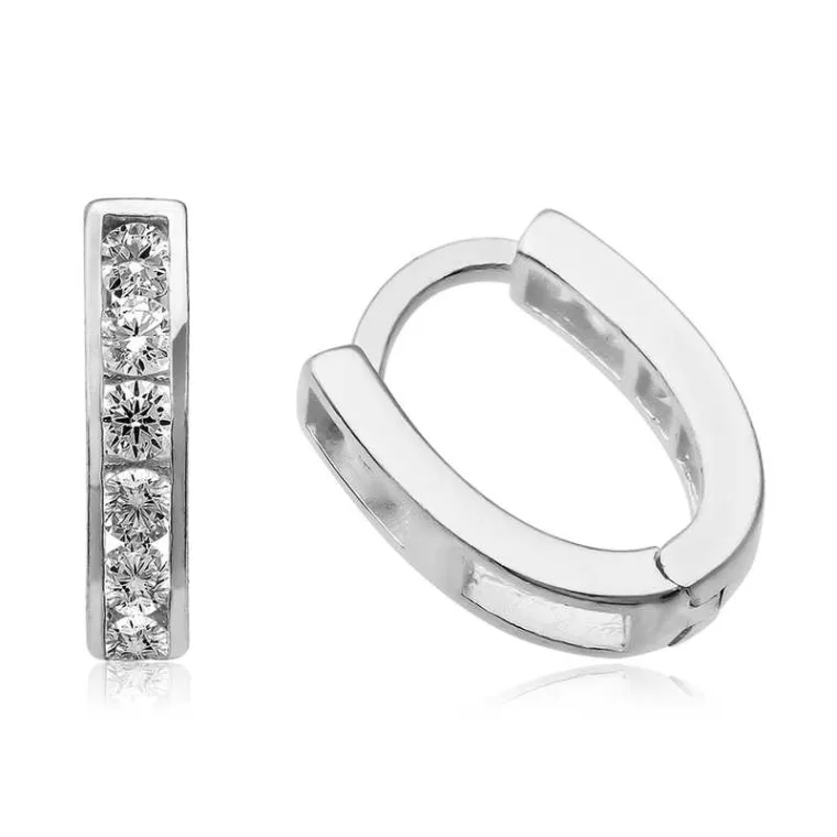 Sterling Silver White Zircon Stud Earrings for Women alternate view