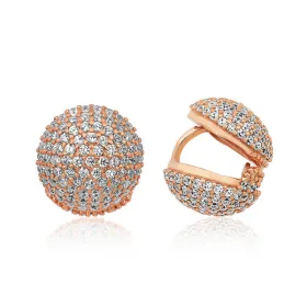 ​Rose Gold Plated Sterling Silver Double-Sided Zircon Ball Earrings for Women | Modern Statement Stud Earrings - image 2 thumbnail