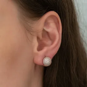 ​Rose Gold Plated Sterling Silver Double-Sided Zircon Ball Earrings for Women | Modern Statement Stud Earrings - image 3 thumbnail