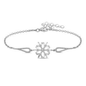 Silverelle Sterling Silver Baguette Stone Snowflake Bracelet for Women thumbnail