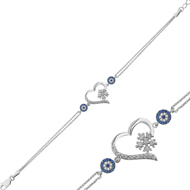 Sterling Silver Magnolia Flower Snowflake Zircon Necklace for Women – Elegant Nature Inspired Jewelry