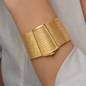 Luxury Handmade Gold Plated 925 Sterling Silver Trabzon Hasır Bracelet for Women | Traditional Multi-Row Ottoman Heritage Jewelry by Silverelle - image 2 thumbnail