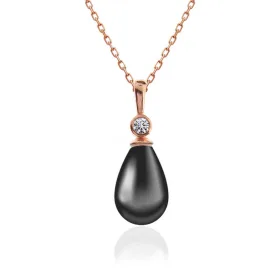 925 Sterling Silver Rose Gold Teardrop Pearl Women’s Necklace | Elegant Cultured Pearl Drop Pendant Jewelry thumbnail