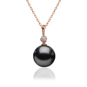 925 Sterling Silver Rose Gold Round Pearl Women’s Necklace | Minimal Elegant Cultured Pearl Pendant Jewelry thumbnail