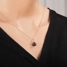 925 Sterling Silver Rose Gold Round Pearl Women’s Necklace | Minimal Elegant Cultured Pearl Pendant Jewelry - image 2 thumbnail