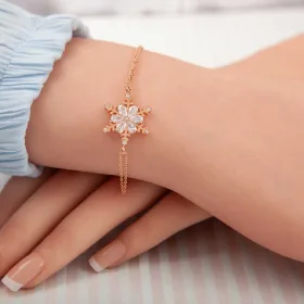Rose Gold Plated Sterling Silver Snow Flower Bracelet for Women – Elegant Winter Inspired Jewelry - image 3 thumbnail