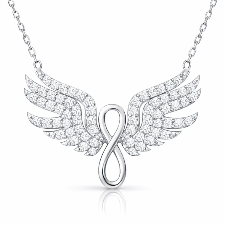Rhodium Plated Sterling Silver Angel Wing Infinity Necklace for Women alternate view