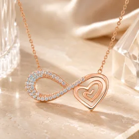 Rose Gold Plated Sterling Silver Heart Infinity Necklace for Women | Symbol of Eternal Love and Devotion thumbnail