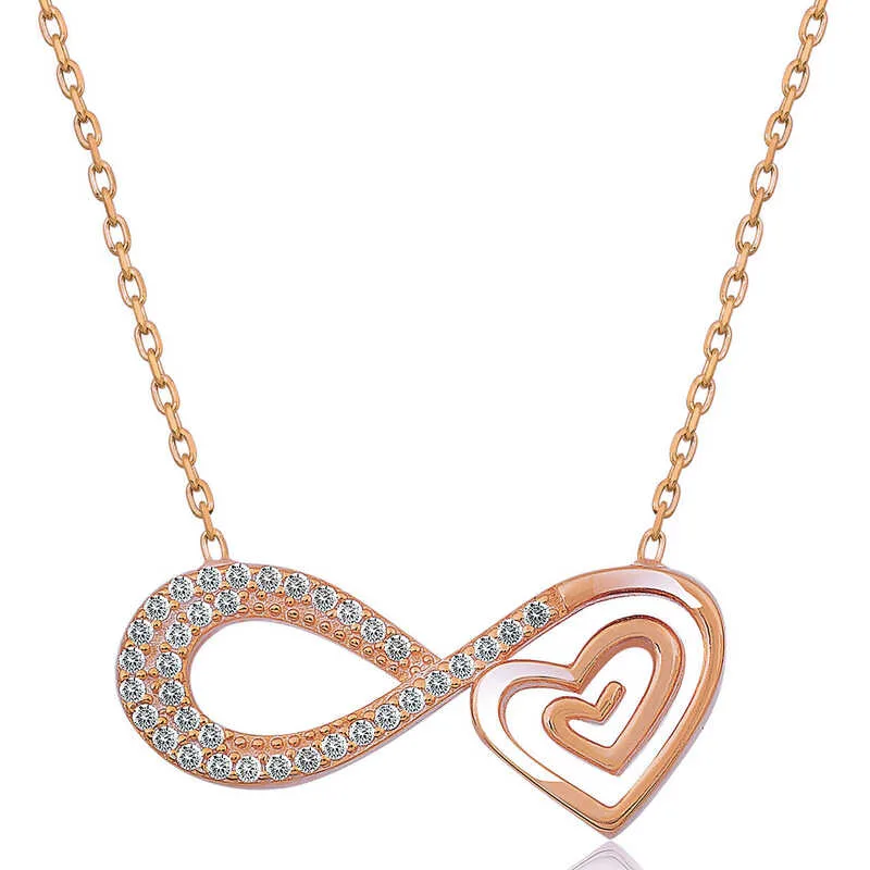 Rose Gold Plated Sterling Silver Heart Infinity Necklace for Women | Symbol of Eternal Love and Devotion - image 2