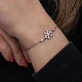 Sterling Silver Snowflake Bracelet for Women – Rhodium Plated Elegant Winter Inspired Jewelry - image 3 thumbnail