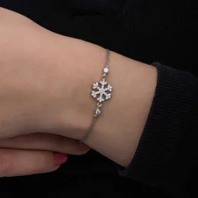 Sterling Silver Snowflake Bracelet for Women – Rhodium Plated Elegant Winter Inspired Jewelry - image 4 thumbnail