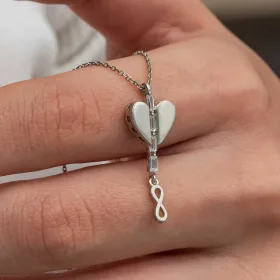 Sterling Silver Heart Infinity Necklace for Women | Rhodium Plated Symbol of Eternal Love - image 2 thumbnail