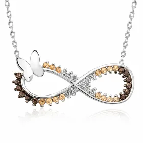 Rose Gold Plated Sterling Silver Butterfly Infinity Necklace for Women – Zircon Romantic Symbolic Jewelry thumbnail