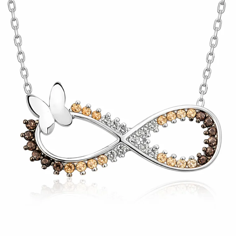 Rose Gold Plated Sterling Silver Butterfly Infinity Necklace for Women – Zircon Romantic Symbolic Jewelry