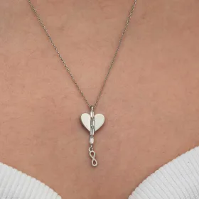Sterling Silver Heart Infinity Necklace for Women | Rhodium Plated Symbol of Eternal Love - image 5 thumbnail