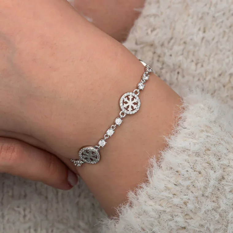 Sterling Silver Snowflake Circle Bracelet for Women alternate view