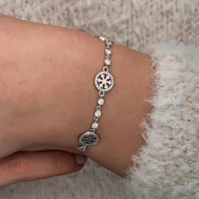 Sterling Silver Snowflake Circle Bracelet for Women | Rhodium Plated Winter Inspired Jewelry - image 4 thumbnail