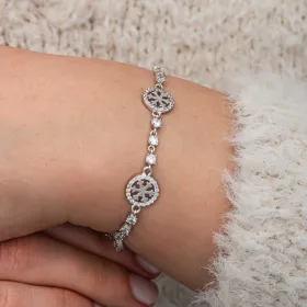 Sterling Silver Snowflake Circle Bracelet for Women | Rhodium Plated Winter Inspired Jewelry - image 5 thumbnail