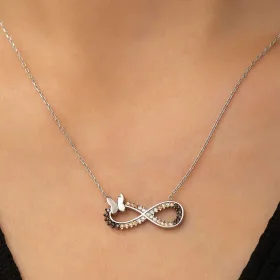Rose Gold Plated Sterling Silver Butterfly Infinity Necklace for Women – Zircon Romantic Symbolic Jewelry - image 2 thumbnail