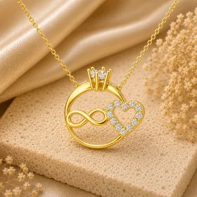 Sterling Silver Infinity and Heart Necklace for Women | Zircon Stone Eternal Love Pendant thumbnail