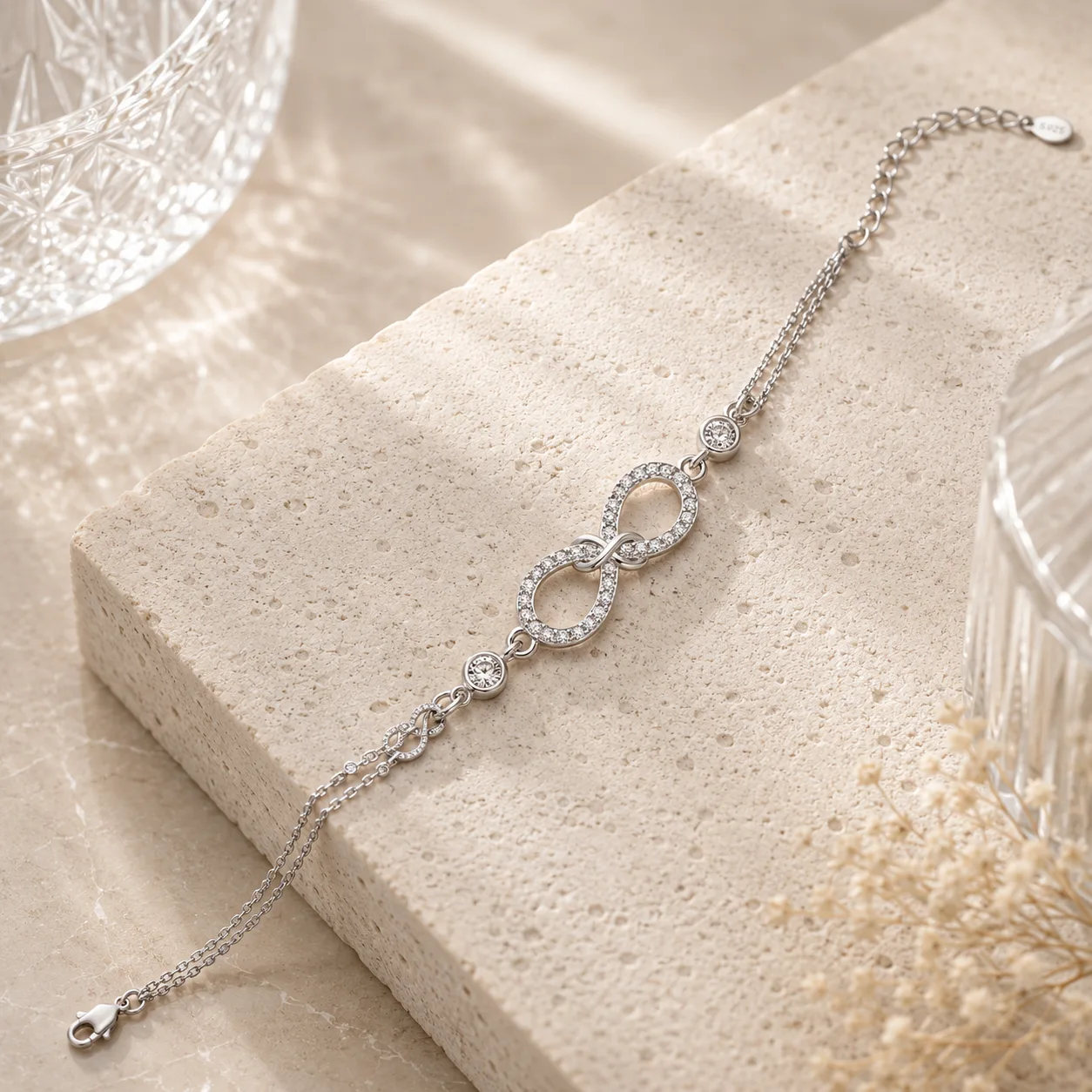 Sterling Silver Snowflake Circle Bracelet for Women