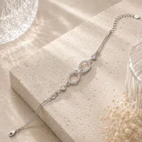 Sterling Silver Double Infinity Zircon Bracelet for Women | Symbol of Eternal Love and Connection thumbnail