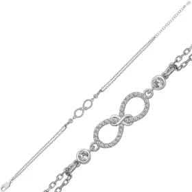 Sterling Silver Double Infinity Zircon Bracelet for Women | Symbol of Eternal Love and Connection - image 2 thumbnail