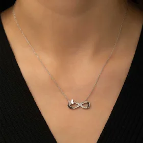 Rose Gold Plated Sterling Silver Butterfly Infinity Necklace for Women – Zircon Romantic Symbolic Jewelry - image 3 thumbnail