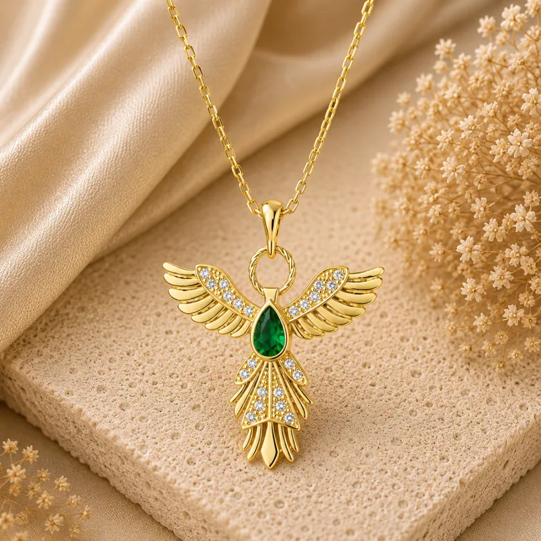 Gold Plated Sterling Silver Phoenix Bird Necklace for Women