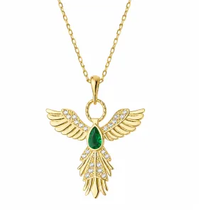 Gold Plated Sterling Silver Phoenix Bird Necklace for Women | Symbol of Rebirth, Strength and Freedom - image 2 thumbnail