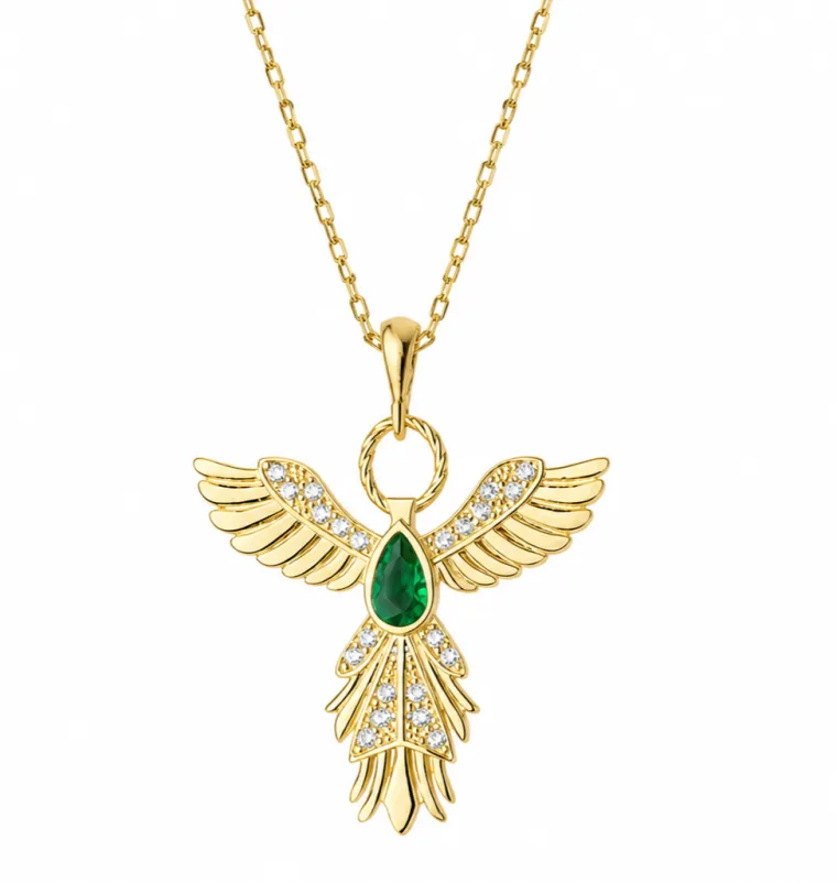 Gold Plated Sterling Silver Phoenix Bird Necklace for Women alternate view