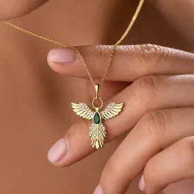 Gold Plated Sterling Silver Phoenix Bird Necklace for Women | Symbol of Rebirth, Strength and Freedom - image 3 thumbnail