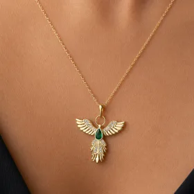 Gold Plated Sterling Silver Phoenix Bird Necklace for Women | Symbol of Rebirth, Strength and Freedom - image 4 thumbnail