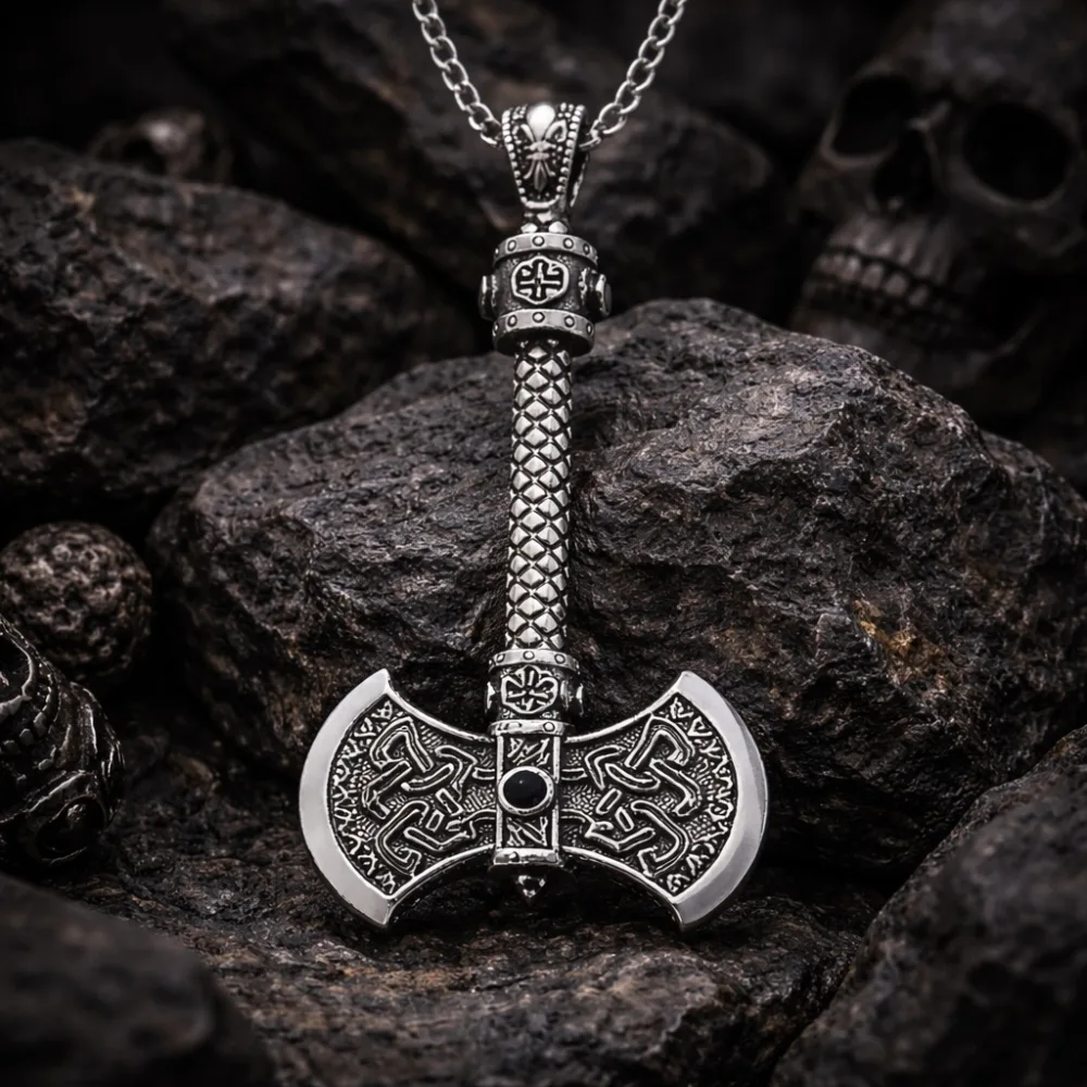 925 Sterling Silver Oxidized Double-Headed Axe (Labrys) Pendant Necklace | Viking & Ancient Symbol Jewelry - image 2