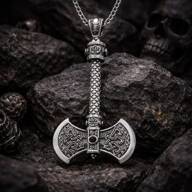 925 Sterling Silver Oxidized Double-Headed Axe (Labrys) Pendant Necklace | Viking & Ancient Symbol Jewelry - image 2 thumbnail
