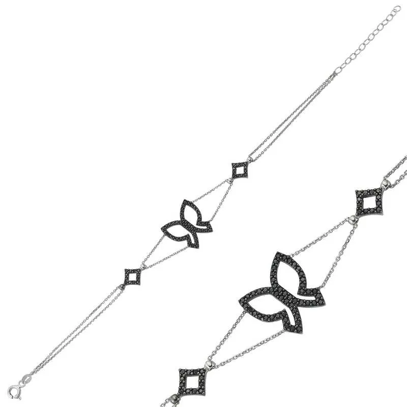 925 Sterling Silver Zircon Butterfly Bracelet for Women | Rhodium Plated Symbolic Butterfly Jewelry