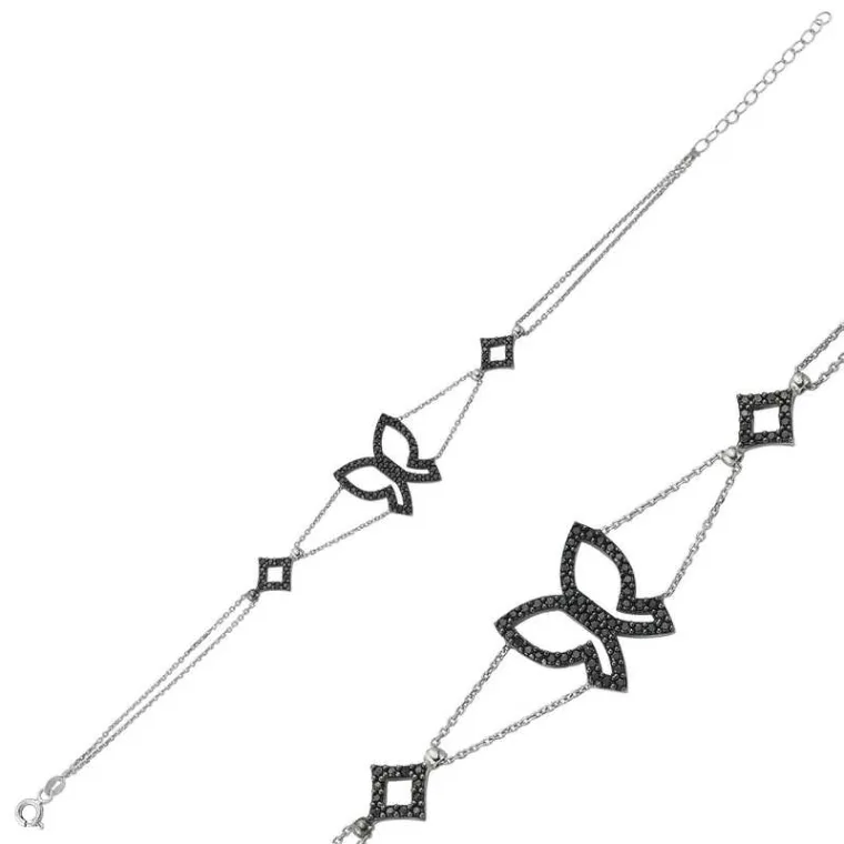 925 Sterling Silver Zircon Butterfly Bracelet for Women