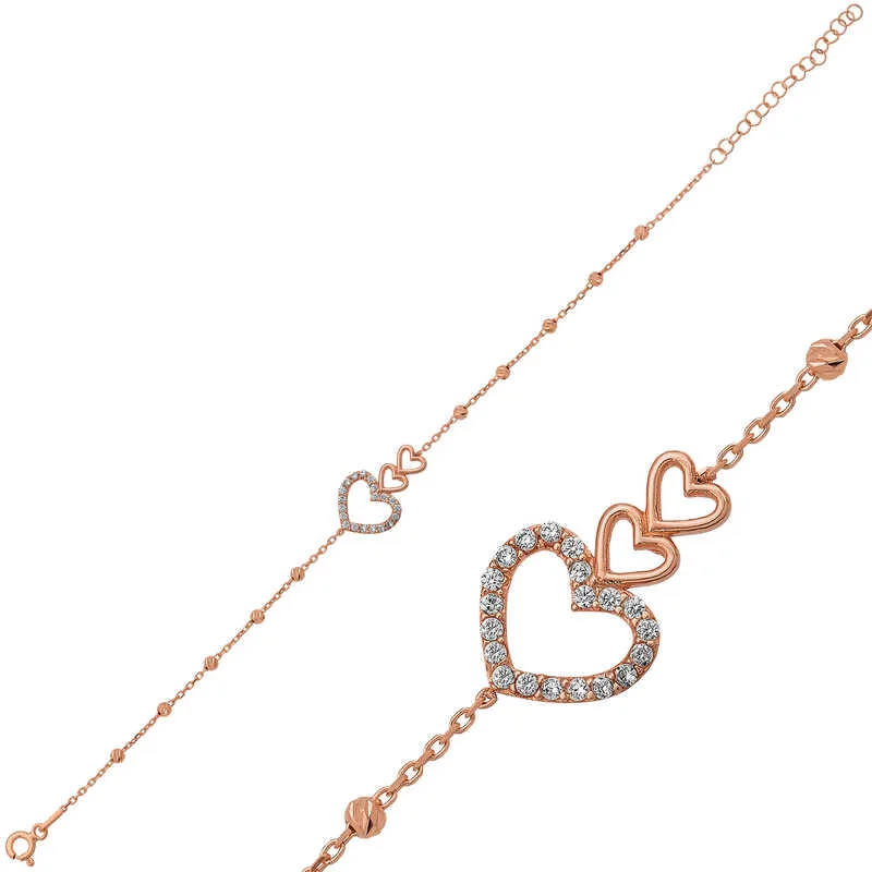 Rose Gold Plated Sterling Silver Heart Petal Flower Earrings for Women