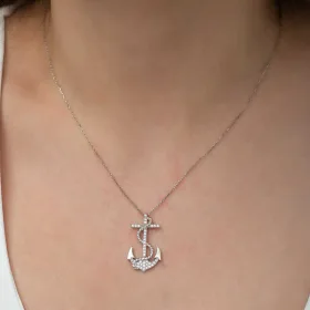 Silverelle 925 Sterling Silver Anchor Pendant Necklace | Rhodium Plated Nautical Maritime Jewelry Gift for Women - image 2 thumbnail
