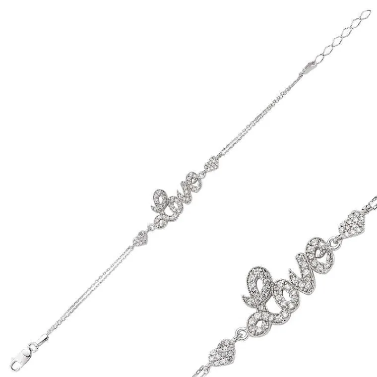 925 Sterling Silver Love Heart Bracelet for Women