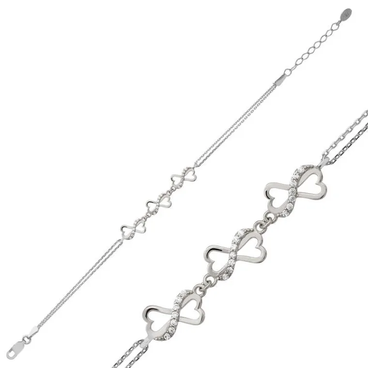 925 Sterling Silver Infinity Heart Bracelet for Women