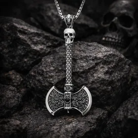 925 Sterling Silver Oxidized Battle Axe Pendant Necklace for Men | Warrior Inspired Statement Jewelry - image 2 thumbnail